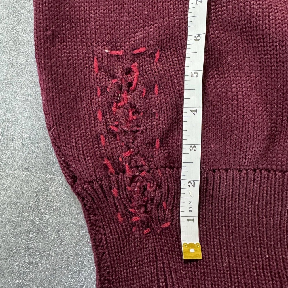 Vintage 50s Letterman Sweater 100% Virgin Wool Burgundy Chenille USA Men's M - Picture 5 of 8